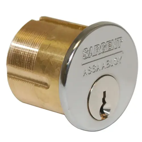Sargent 42 LF 32D Mortise Cylinder 1-1/4", LF Keyway, 6-Pin, Cam, 1-Bitted, 2 Nickel Silver Keys, 630/US32D Stainless Steel