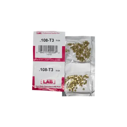 LAB SECURITY 108T .108 Top Pin, Color-Coded, Brass Alloy, .115 Diameter, Crown .003 Universal, Smart Pack 150 Pins