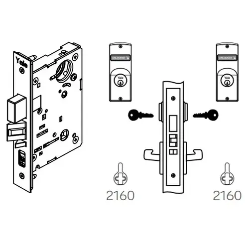 Yale Commercial 8818-2FL Mortise Lever Body,