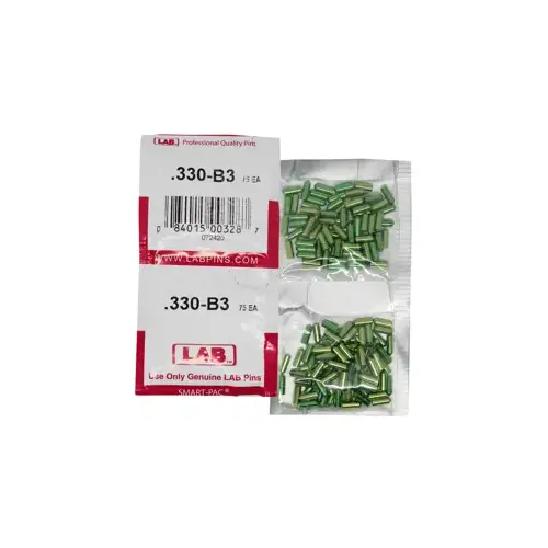 LAB SECURITY 330B .330 Bottom Pin, Color-Coded, Brass Alloy, .115 Diameter, Crown .003/.005 Universal, Smart Pack 150 Pins