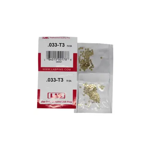 LAB SECURITY 033T .033 Top Pin, Color-Coded, Brass Alloy, .115 Diameter, Crown .003 Universal, Smart Pack 150 Pins