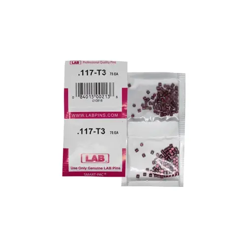 LAB SECURITY 117T .117 Top Pin, Color-Coded, Brass Alloy, .115 Diameter, Crown .003 Universal, Smart Pack 150 Pins