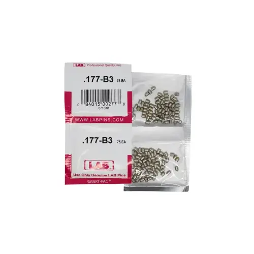 LAB SECURITY 177B .177 Bottom Pin, Color-Coded, Brass Alloy, .115 Diameter, Crown .003 Universal, Smart Pack 150 Pins