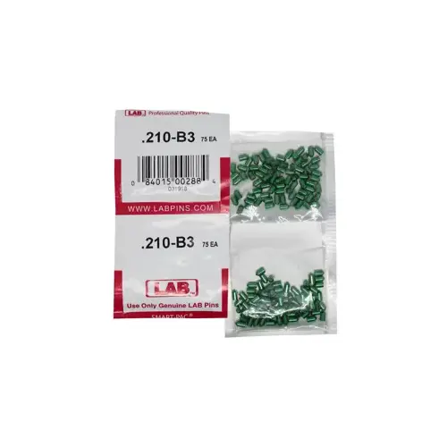 LAB SECURITY 210B .210 Bottom Pin, Color-Coded, Brass Alloy, .115 Diameter, Crown .003 Universal, Smart Pack 150 Pins