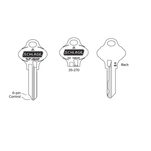 Schlage Commercial 35-270-S145-1BIT Everest 29 Standard Key Blank S145 Keyway