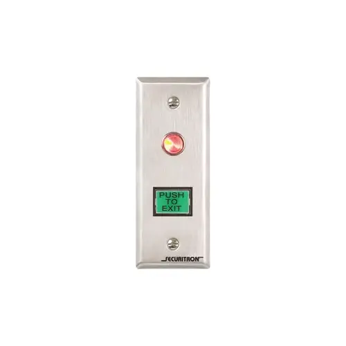 Securitron PB3N Push Button Momentary Narrow, Green / Red Lens Satin Stainless Steel Finish