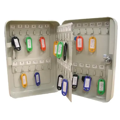 HILLMAN FASTENERS 711336-XCP2 Key Cabinet, Lockable, Holds 48 Keys, Putty - pack of 2