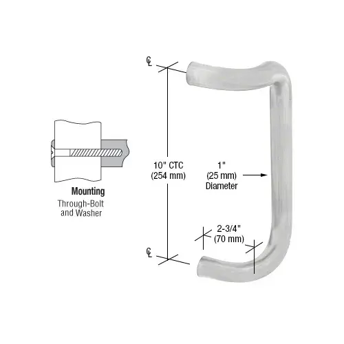 CRL CD10BS Brushed Stainless 10" Single Offset Door Pull
