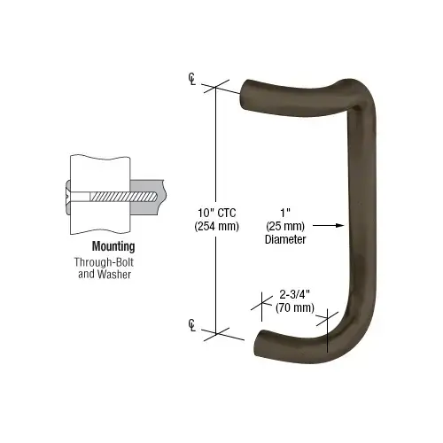 CRL CD10DU Dark Bronze Anodized 10" Single Offset Door Pull