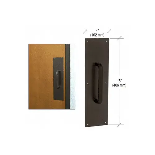 CRL M8810B 3/4" Diameter Oil Rubbed Bronze 8" Pull Handle with 4" x 16" Pull Plate