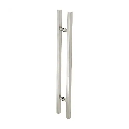 CRL 60SQRLPBS Brushed Stainless Glass Mounted Square Ladder Style Pull Handle with Round Mounting Posts - 60" Overall Length