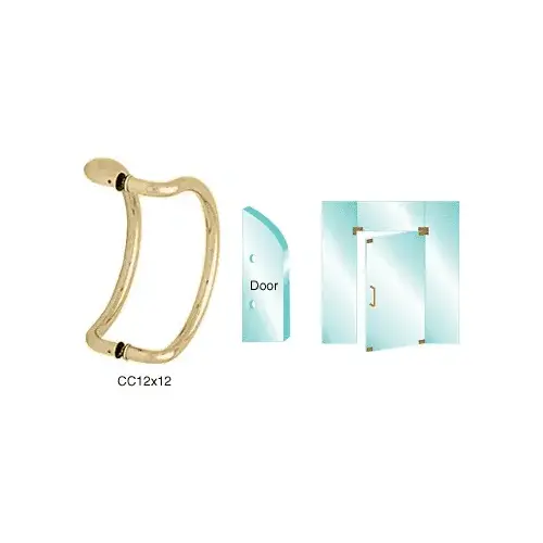CRL CC12X12BR Brass 12" Glass Mounted Curved Pull Handle