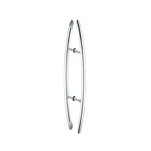 CRL CH24X24PS Polished Stainless Glass Mounted Crescent Mid-Mount Back-to-Back Pull Handle - 24" (610 mm)