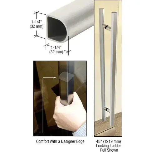 CRL D60LPBS Brushed Stainless 60" Designer Series "D" Shape Ladder Pull