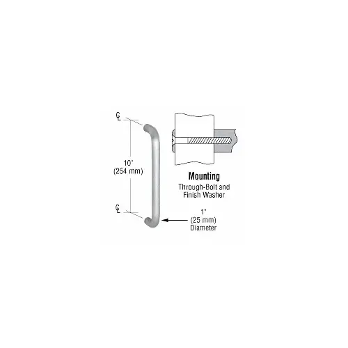CRL M1651028 1" Clear Anodized Solid Pull Handle - 10"