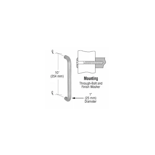 CRL M1651032D 1" Brushed Stainless Solid Pull Handle - 10"
