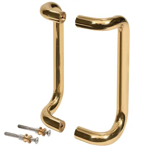 CRL M2174103 10" Polished Brass Offset Pull Handles Back-to-Back