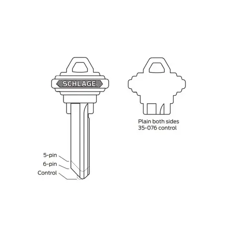 Schlage Commercial 35-076-E 6-Pin Standard Key Blank E Keyway