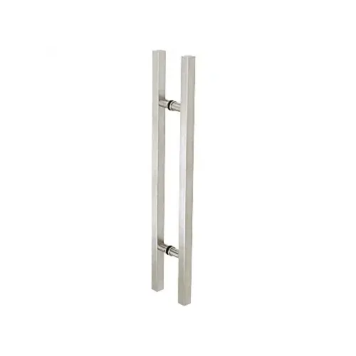 CRL 36SQRLPBS Brushed Stainless Glass Mounted Square Ladder Style Pull Handle with Round Mounting Posts - 36" (914 mm) Overall Length