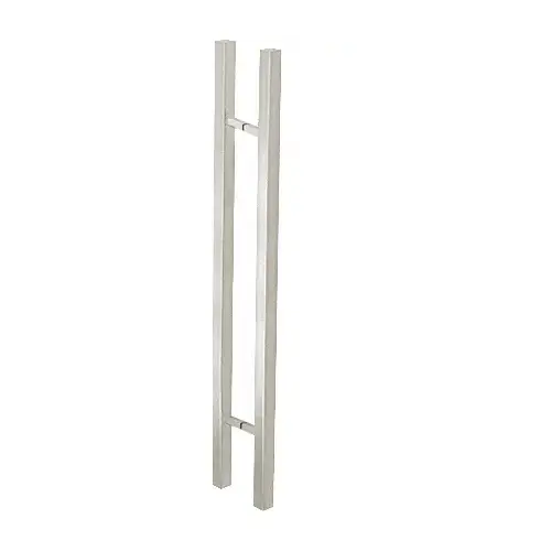 CRL 48SQSLPBS Brushed Stainless Glass Mounted Square Ladder Style Pull Handle with Square Mounting Posts - 48"