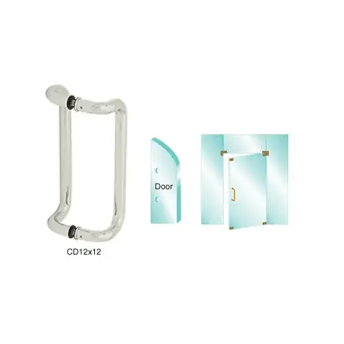 CRL CD12X12BS Brushed Stainless 12" Glass Mounted Offset Pull Handle