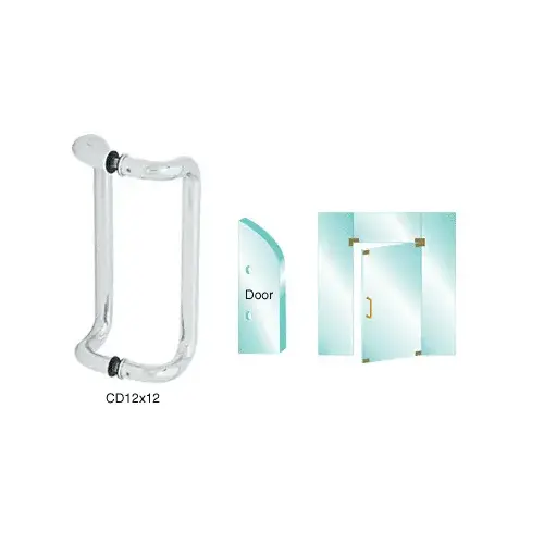CRL CD12X12PS Polished Stainless 12" Glass Mounted Offset Pull Handle