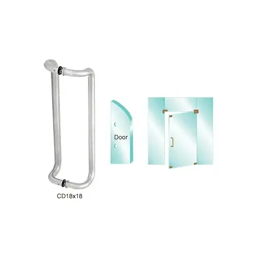 CRL CD18X18PS Polished Stainless 18" Glass Mounted Offset Pull Handle
