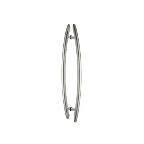 CRL CE18X18BS Brushed Stainless 18" Glass Mounted Crescent End-Mount Back-to-Back Pull Handle