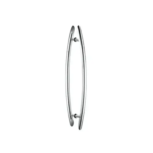 CRL CE18X18PS Polished Stainless 18" Glass Mounted Crescent End-Mount Back-to-Back Pull Handle