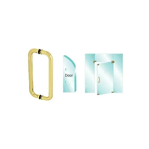 CRL CM12X12BR Polished Brass 12" Glass Mounted Standard Pull Handle
