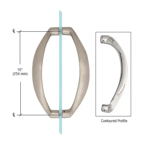 CRL CQ10X10BN Brushed Nickel 10" Glass Mounted Sculptured Pull Handle