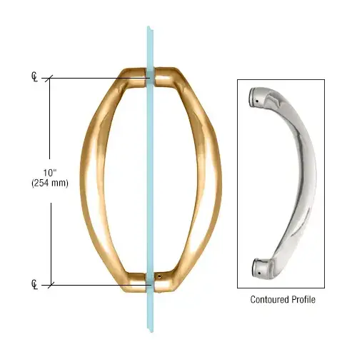 CRL CQ10X10GP Gold Plated 10" Glass Mounted Sculptured Pull Handle