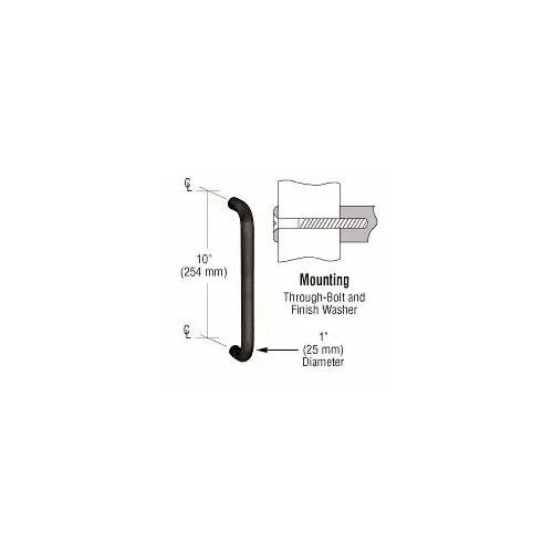 CRL M1651010B 1" Oil Rubbed Bronze Solid Pull Handle - 10"