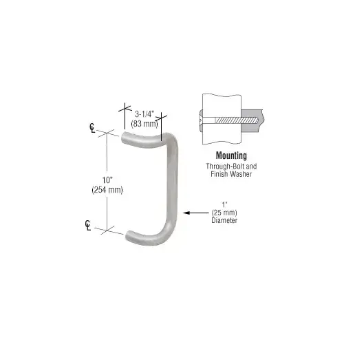 CRL M1741032D 10" Brushed Stainless Solid Offset Pull Handle