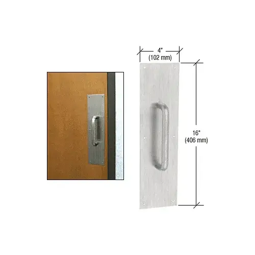 CRL M8832D 3/4" Diameter Brushed Stainless 8" Pull Handle with 4" x 16" Pull Plate