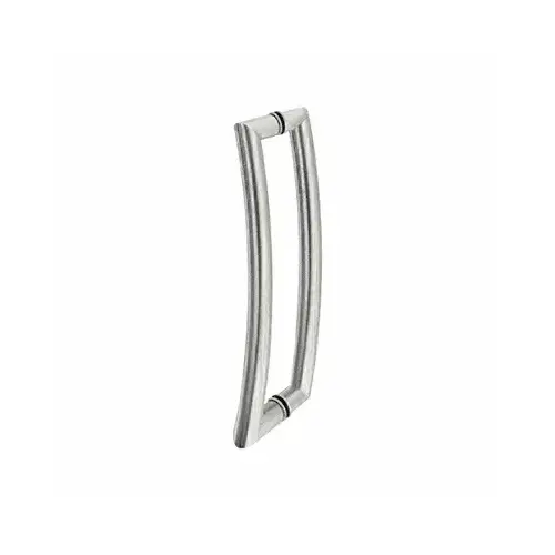 CRL RC12X12BS Brushed Stainless Glass Mounted Curved Tubular Back-to-Back Pull Handle - 12" (305 mm)