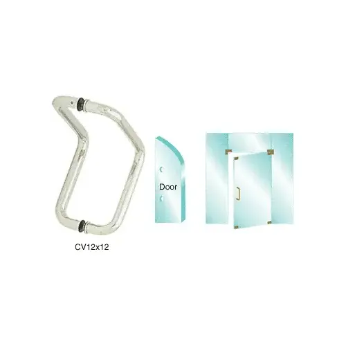 CRL CV12X12BS Brushed Stainless 12" Glass Mounted Back-to-Back Elbow Style Pull Handle