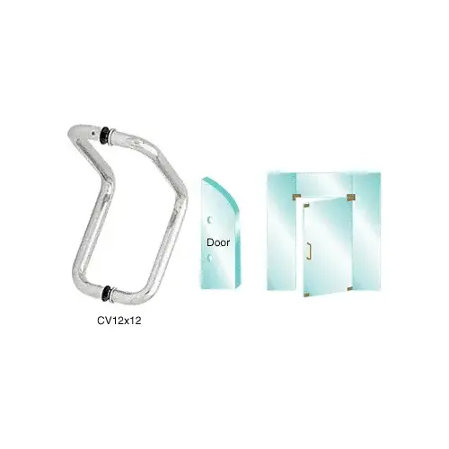 CRL CV12X12PS Polished Stainless 12" Glass Mounted Back-to-Back Elbow Style Pull Handle