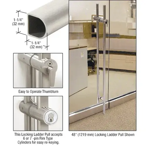 CRL DLLPA60BS Brushed Stainless 60" Designer Series "D" Shape Locking Ladder Pull
