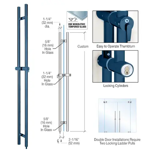 CRL LLPA108DPT Powder Coated LLPA Series Custom Length Up To 108" Ladder Pull - Lock Down