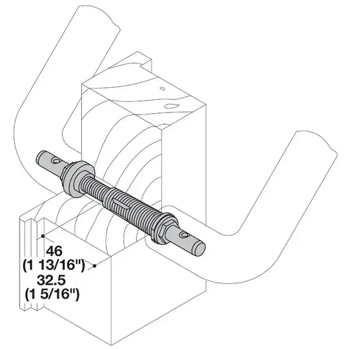 Hafele 909.74.003 Fastener, Back to Back Mount HEWI, 43 - 48 mm door thickness