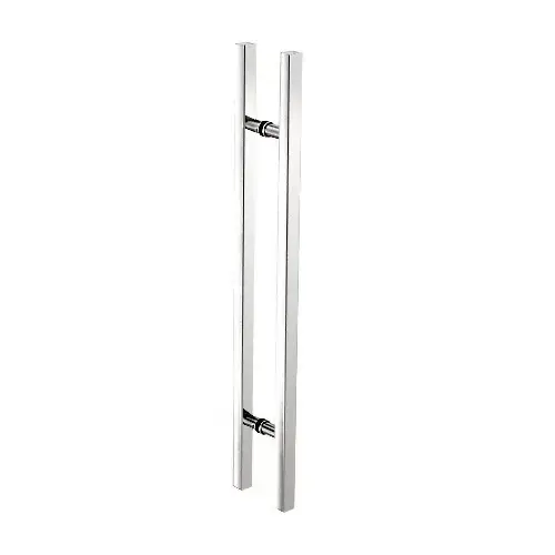 CRL 48SQRLPPS Polished Stainless Glass Mounted Square Ladder Style Pull Handle with Round Mounting Posts - 48" Overall Length