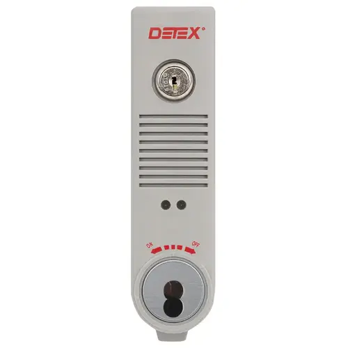 DETEX EAX-500 IC7 GRAY Exit Alarm, Surface Mount, Battery Powered, 7-Pin IC Cylinder Housing, Gray