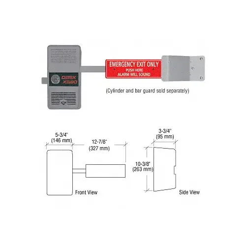 DETEX ECL230D Battery Alarmed Exit Control Lock with Short Bar
