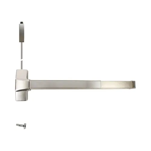 Pamex EF9000V/LBR37-AL 3' Exit Only Fire Rated Surface Vertical Rod Exit Device Less Bottom Rod for 7' Door Satin Chrome Finish