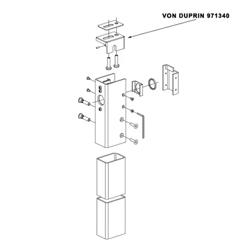 Von Duprin 971340 SP28 Top Fitting for KR1654/4954, Lacquer Sprayed Aluminum Finish Satin Anodized