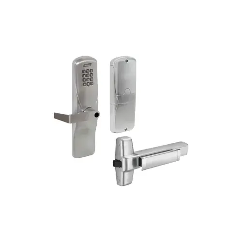 Schlage Electronics CO-100-993R-70-KP-RHO-626-JD KIT - Standalone Keypad Exit Trim for Rim/Concealed Vertical Rod/Concealed Vertical Cable Exit Devices, Manually Programmed, Rhodes Lever, FSIC Less Large Format Schlage Cylinder not Included), Satin Chrome 626