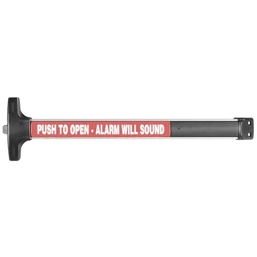 DETEX V40 EB LD 628 99 48 Value Series Narrow Stile Rim Exit Device, Less Dogging, 99 Surface Strike, Battery Operated Alarm, 48" Device, Satin Aluminum Clear Anodized