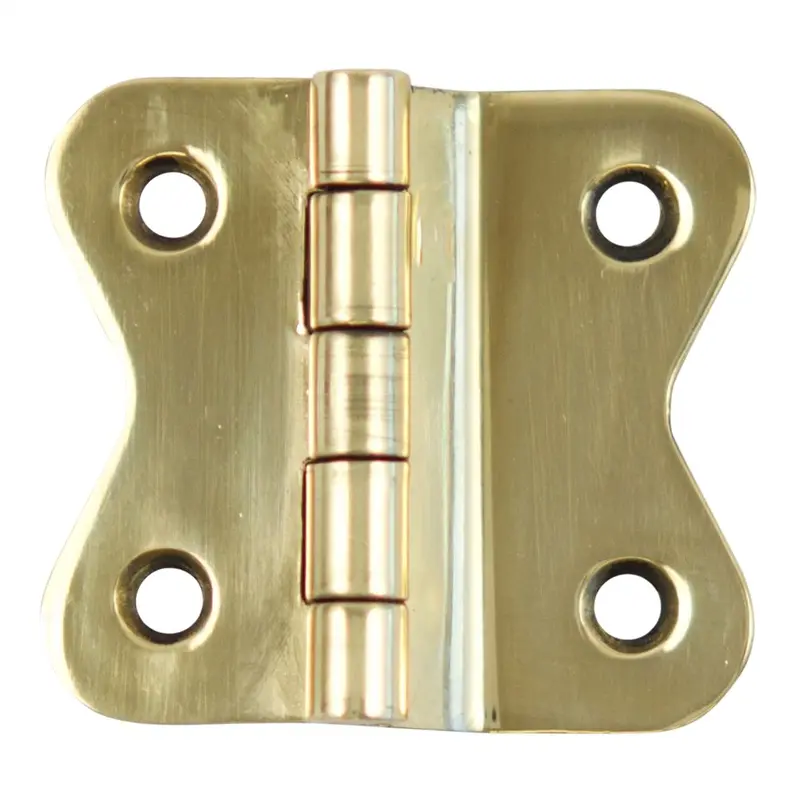 Hoosier Style Ornamental Surface Mounted Hinge, 3/8" OffsetPolished Brass