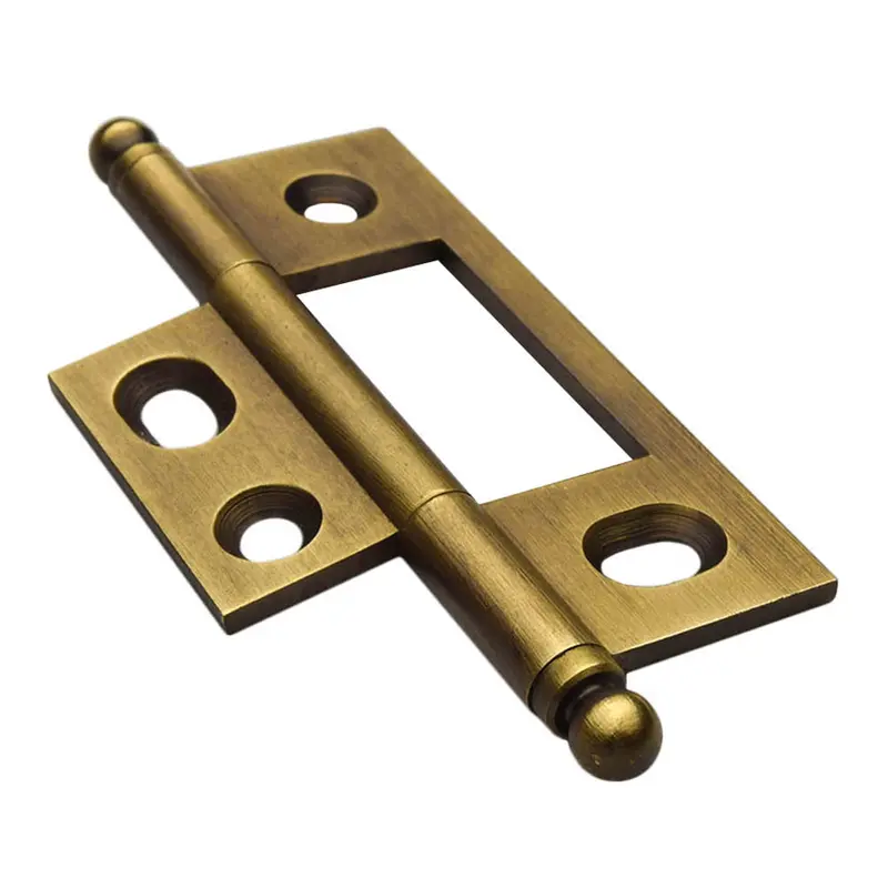 Solid Brass Ball Tipped No-Mortise HingeAntique Brass